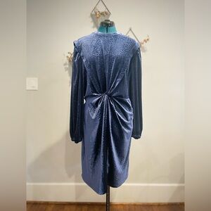 NWT Ryegrass Dress Blue Velvet Leopard Print Long Sleeve Sz XL